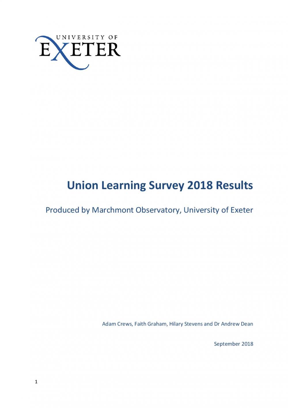 Union Learning Fund 2018 Learning Survey