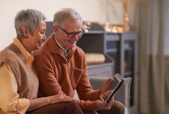 Couple with tablet