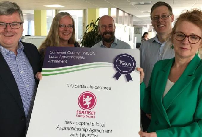 Somerset County Council and UNISON sign new apprenticeship agreement