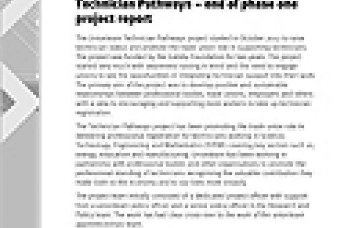 Technician Pathways – end of phase one project report