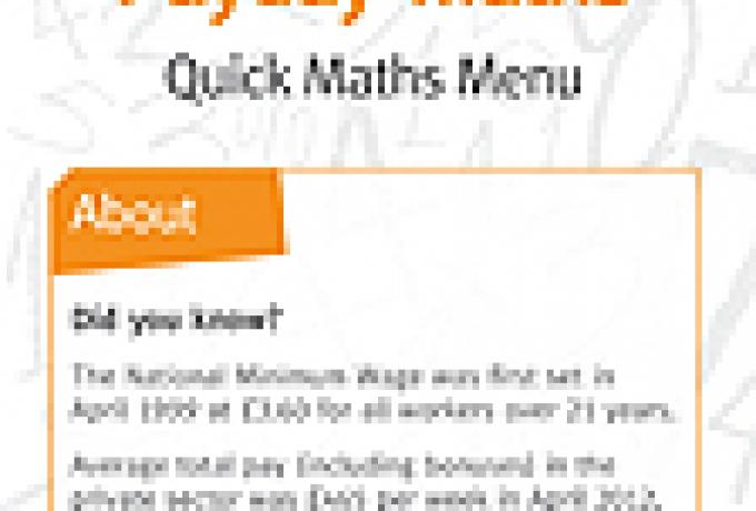 Payday maths - unionlearn Quick Maths Menu